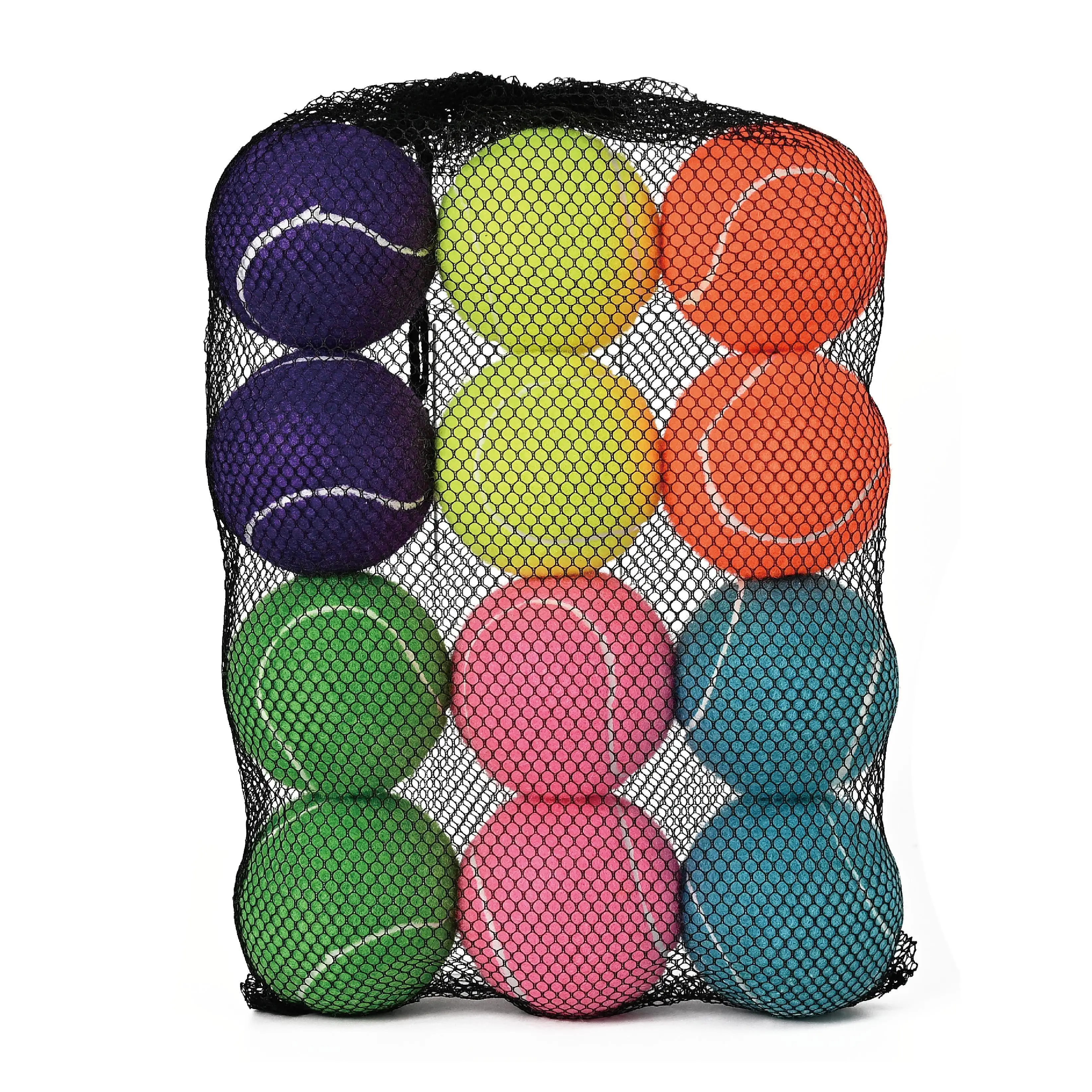 12 عبوة من كرات التنس للمبتدئين للكلاب، كرات تدريب عالية المرونة، حقيبة حمل شبكية للتدريب على التنس #1