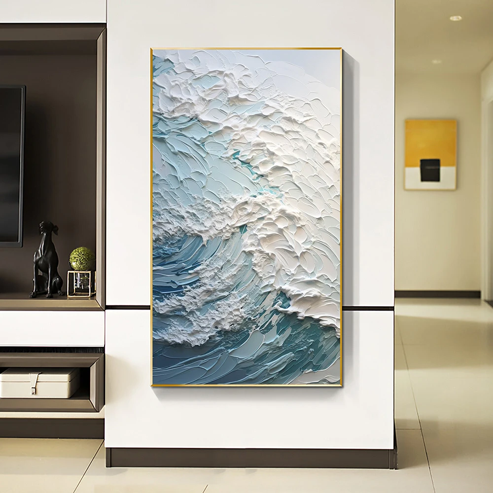 Hand Painted Oil Painting Beach Oil Painting on Canvas Large Wall Art Abstract Original Painting Ocean Wave Art Custom Painting