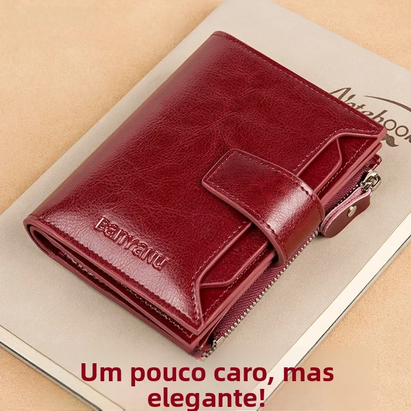 2026-new-ladies-short-top-grain-leather-wallet-elegant-coin-purse-fashionable-money-clip-anti-theft-swipe-retro-style-youth-bag