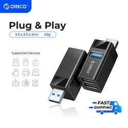 ORICO USB 3.0 Mini Hub USB 2.0 Splitter High Speed Expanded 3-port USB for desktop Laptop Free drive