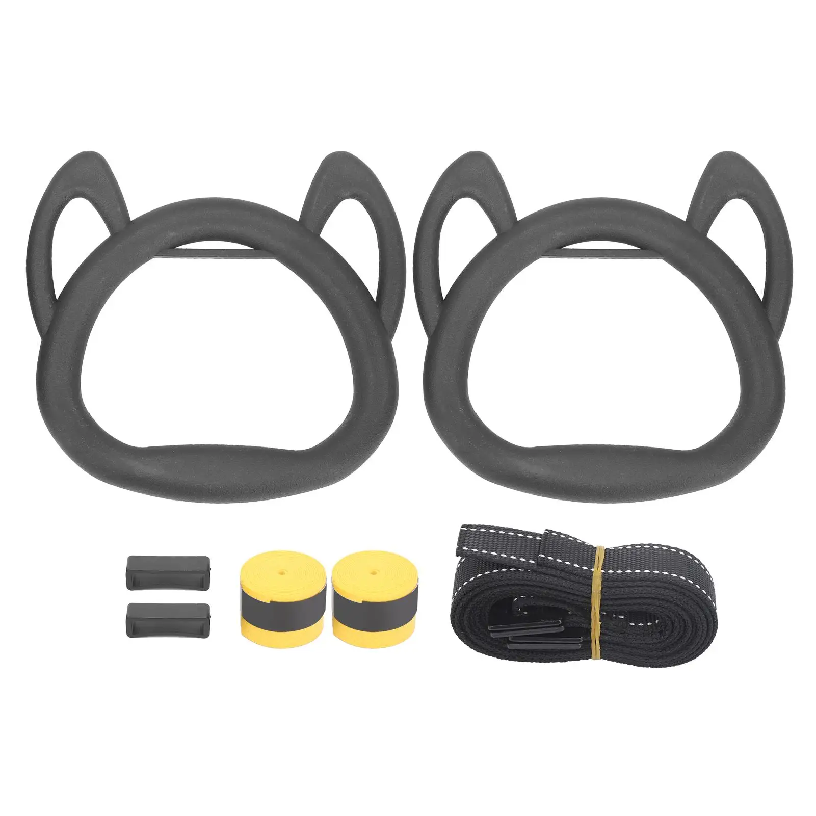 Adjustable Kids Gymnastics Rings w/ Heavy-Duty Straps & Hand Tapes - Fitness Equipment for Children's Pull-Ups & Strength