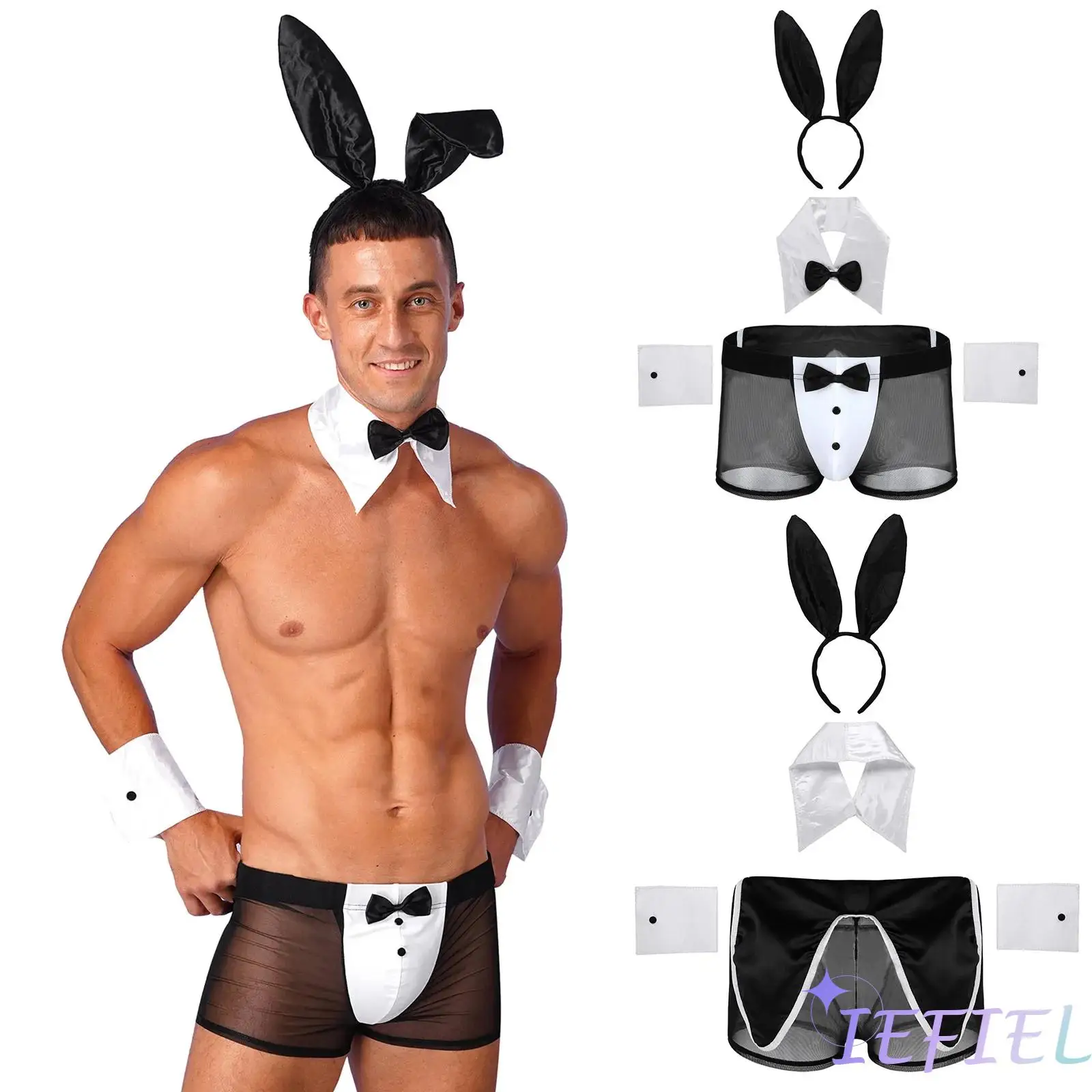 

Male Waiter Tuxedo Lingerie Theme Party Set Halloween Cosplay Masquerade Costume Sexy Uniform Tempting Man Nightwear Underwear