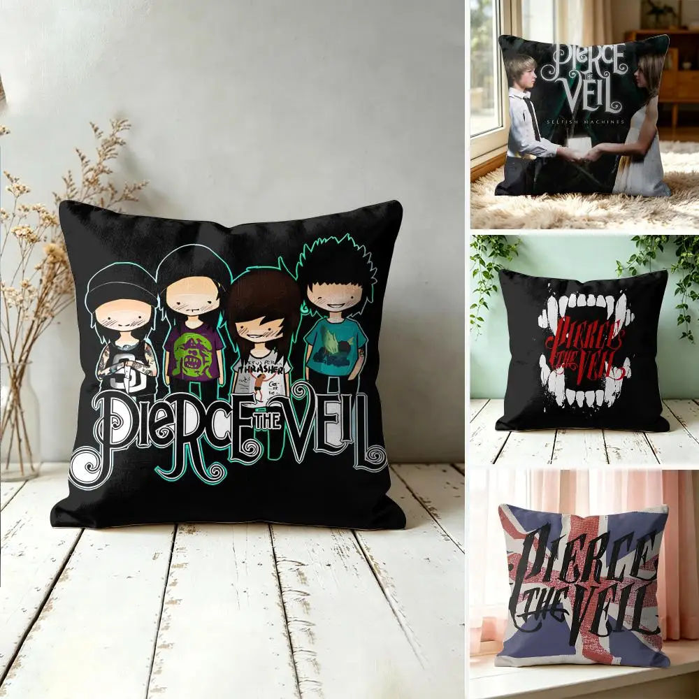 P-Pierce The Veil Band Cushion Cover Square Decorative Throw Pillow 40x40cm For Sofa Bedroom Living Room Home Decor