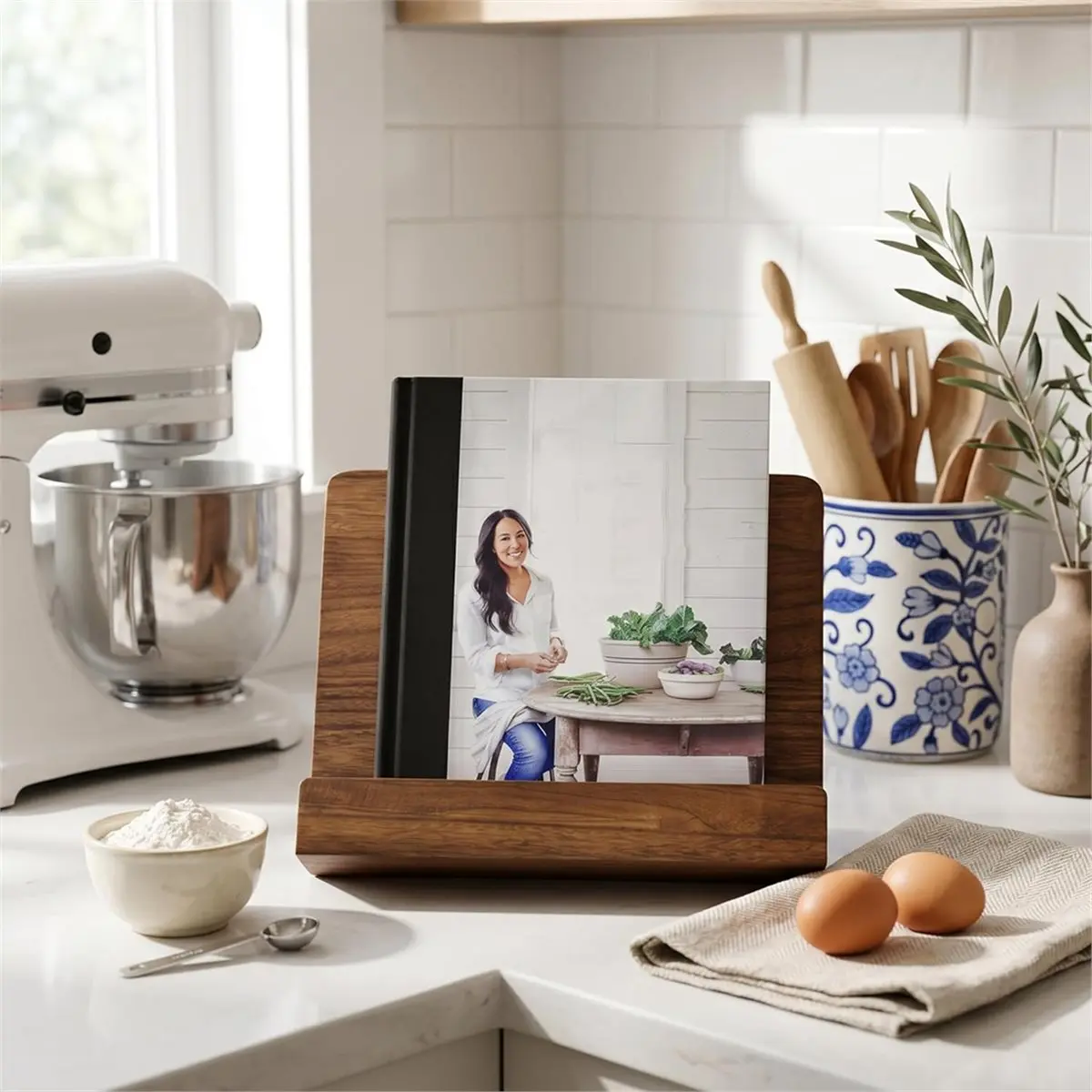 update. Beautiful Cookbook Stand for Your Kitchen Counter - Solid Wood Stand Easily - Perfectly Fits Your IPad/Tablet