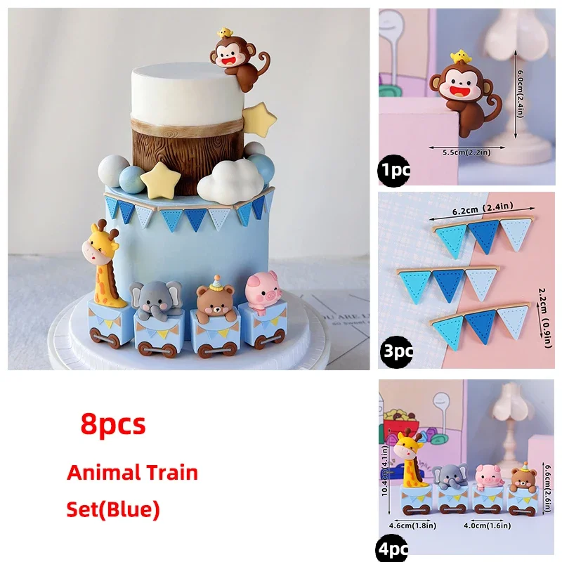 Tierzug-Kuchenaufsatz, brauner Giraffe, Bär, Elefant, Affe, alles Gute zum 1. Geburtstag, Party-Dekoration, Babyparty-Zubehör für Kinder – Detail 3