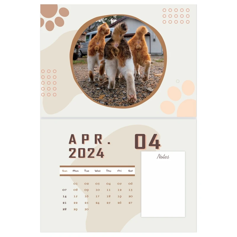 Calendario de glúteos de gatos 2024, aporta personalidad a tus días, fácil de usar, alrededor de 29x21cm