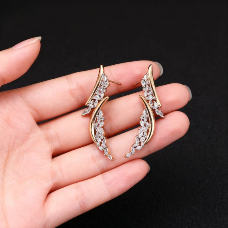 1 Pair Silver Crystal Swirl Drop Earrings for Edgy Evening Party Fashion Women's Jewelry Gift for Anniversary