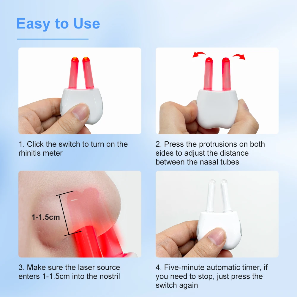 Nasal Red Light Infrared Therapy for Chronic Rhinitis Itchy Runny Nose Phototherapy Hay Fever Cure with 300ml Nasal Wash Bottle - view 6