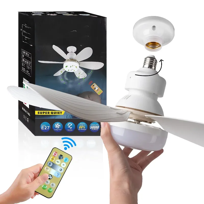 

LED 40W ceiling fan light E27 with remote control for dimming, suitable for living room, study, household use, 85-265V