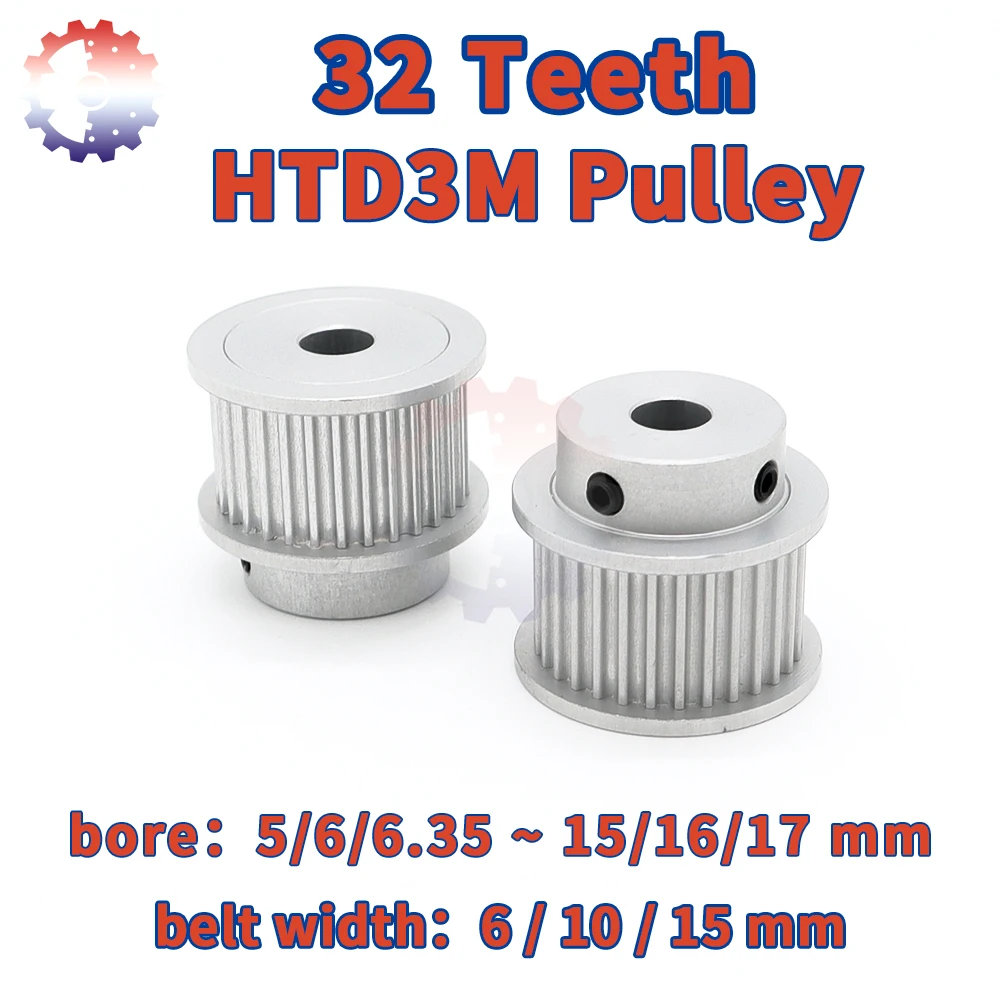 

HTD3M 32teeth Pulley 3M Timing Pulley Bore 5/6/8/10~17mm Belt Pulley Width 6/10/15mm Synchronous Wheel 32T HTD 3M 32Teeth Pulley