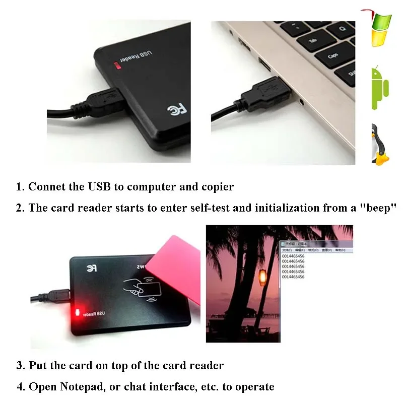 125Khz Em4100 Tk4100 Rfid Sleutel Duplicator Rfid Lezer Schrijver Nfc Lezer Rfid Duplicator Met Usb Alleen Lezen, Ondersteuning Windows Linux