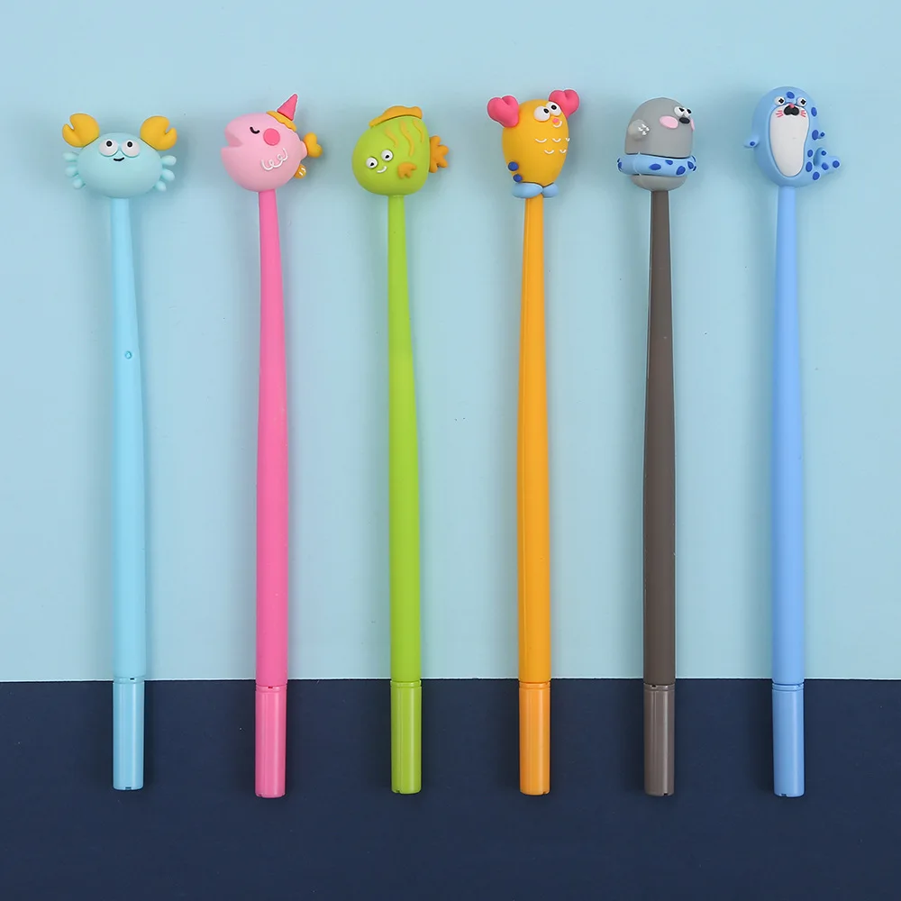 36PCS Zhongfan Ocean Series Super Cute Seal Xiaoyu Creative Cute Silicone Three-dimensional Rocker Signature Neutral Pen Silky