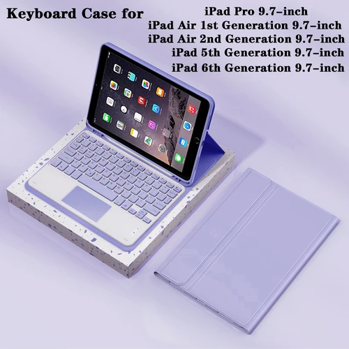 Funda para tableta iPad de 9,7 pulgadas, teclado desmontable para iPad Air 1a/2a generación/iPad Pro 9,7""/iPad 5a/6a generación con portalápices