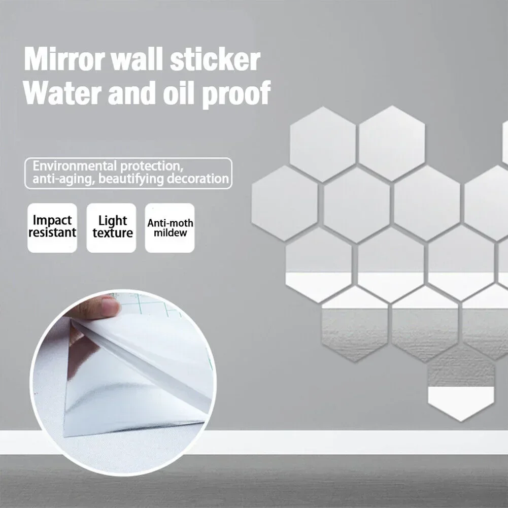 Decal Wall Sticker 0.1MM Thick PET Reflective Roll Waterproof 1 Pcs Acrylic Bathroom DIY Decoration Convenient