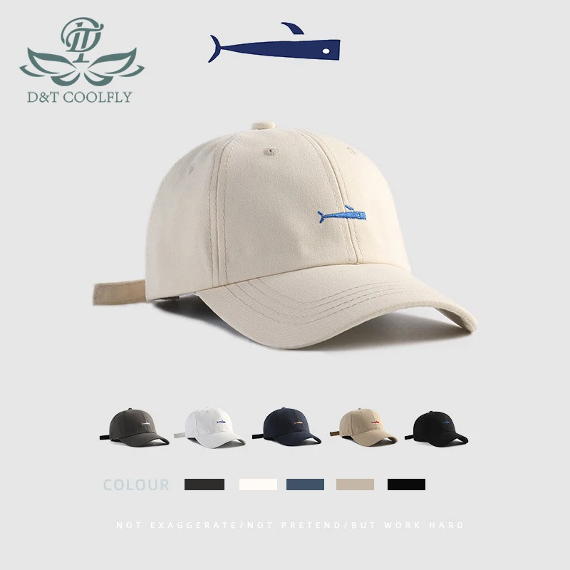 D&T 2024 New Fashion Baseball Cap Men Women Versatile Adjustable Cotton Material Simple Solid Whale Logo Sun Protection Cap Hat