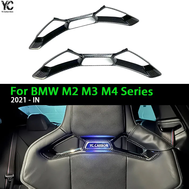 Dry Carbon Fiber Seat Buckle Trim Pieces for BMW M2 M3 M4 G80 G82 G83 G87 Backrest Auto Interior Accessories 2021 plus
