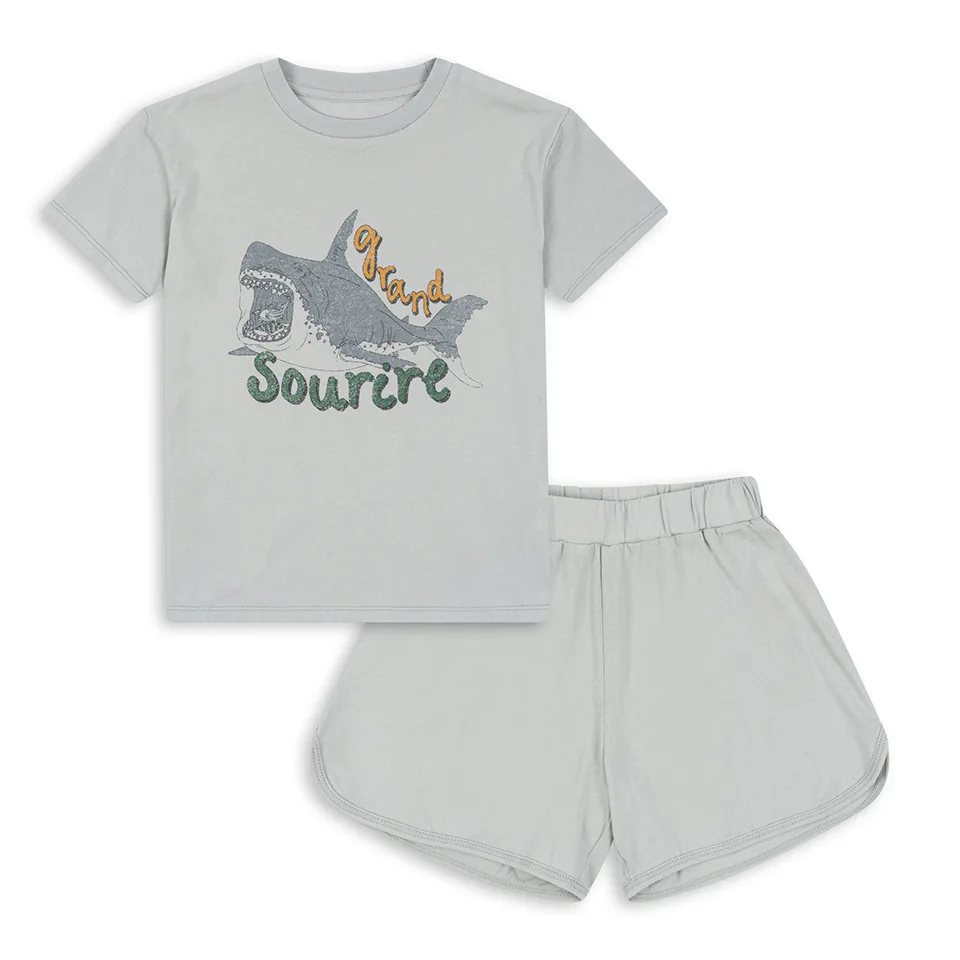 2025 New KS Summer Baby Boys Print Short Sleeve T Shirts Shorts Sets Kids Cotton Clothes Girls Princess T-shirts Homewear Suits