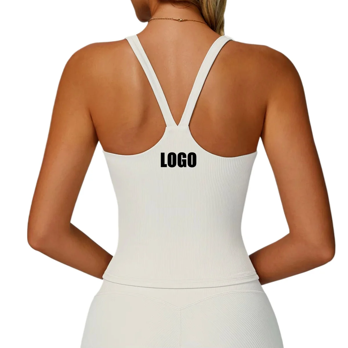 Customized LOGO women's new threaded yoga tight back high-intensity sports vest outdoor running top