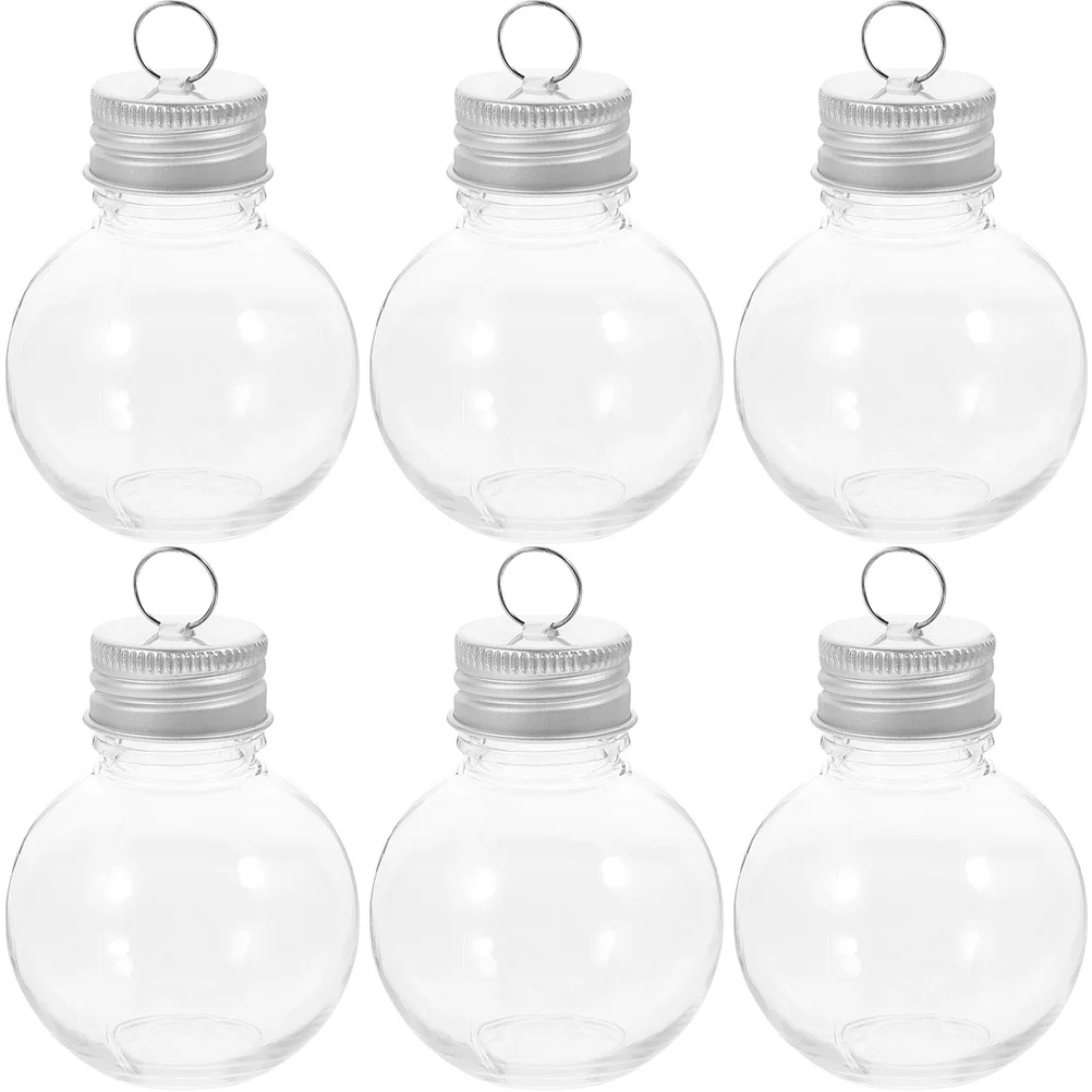 

6Pcs Bulb Shaped Clear Bottles Portable Empty Juice Bottles Leakproof Airtight Beverage Storage Containers for Outdoor Use