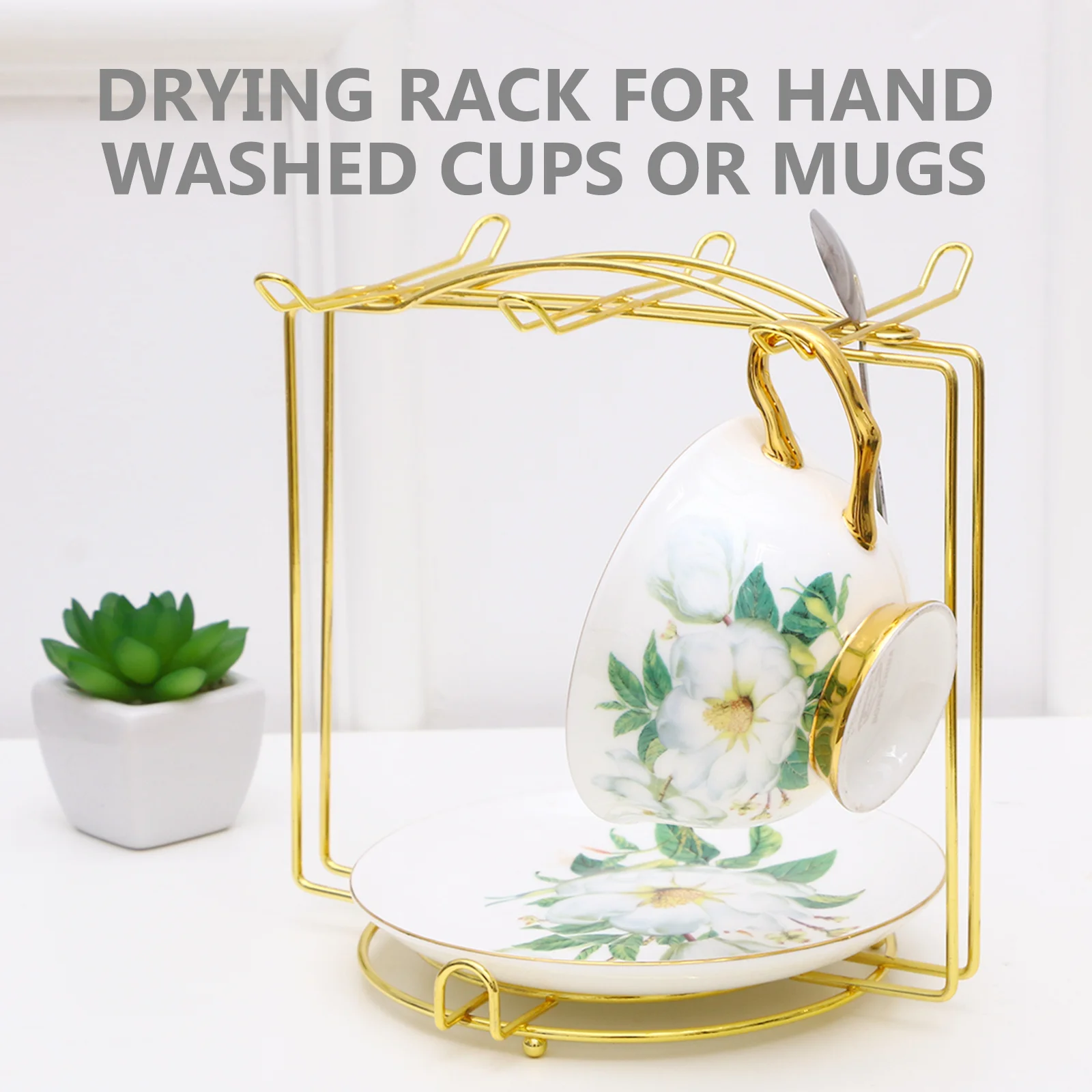 Mug Holder Espresso Coffee Counter Shelf Organizer Cup Gold Decor Plate Glasses