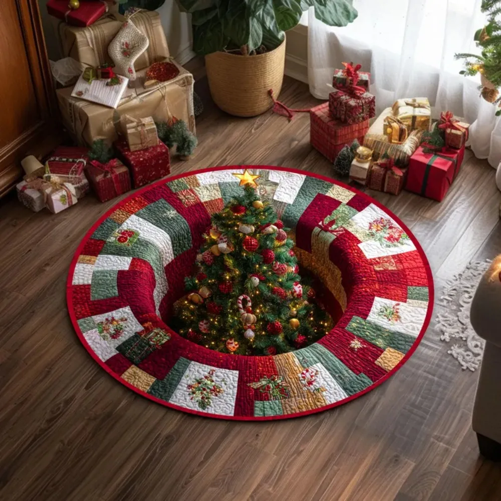 Weihnachten 3D Lebkuchenmann Runde Teppich Matte Teppich Festliche Dekoration Weihnachtsbaum Dekorative Bodenmatte für Urlaub Party