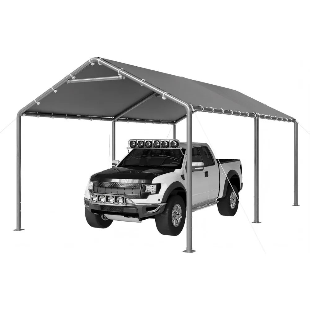 10x15 ft Carport Canopy Heavy Duty, Reinforced Frame, Stakes Outdoor Shelter for Cars, Boats, Trucks