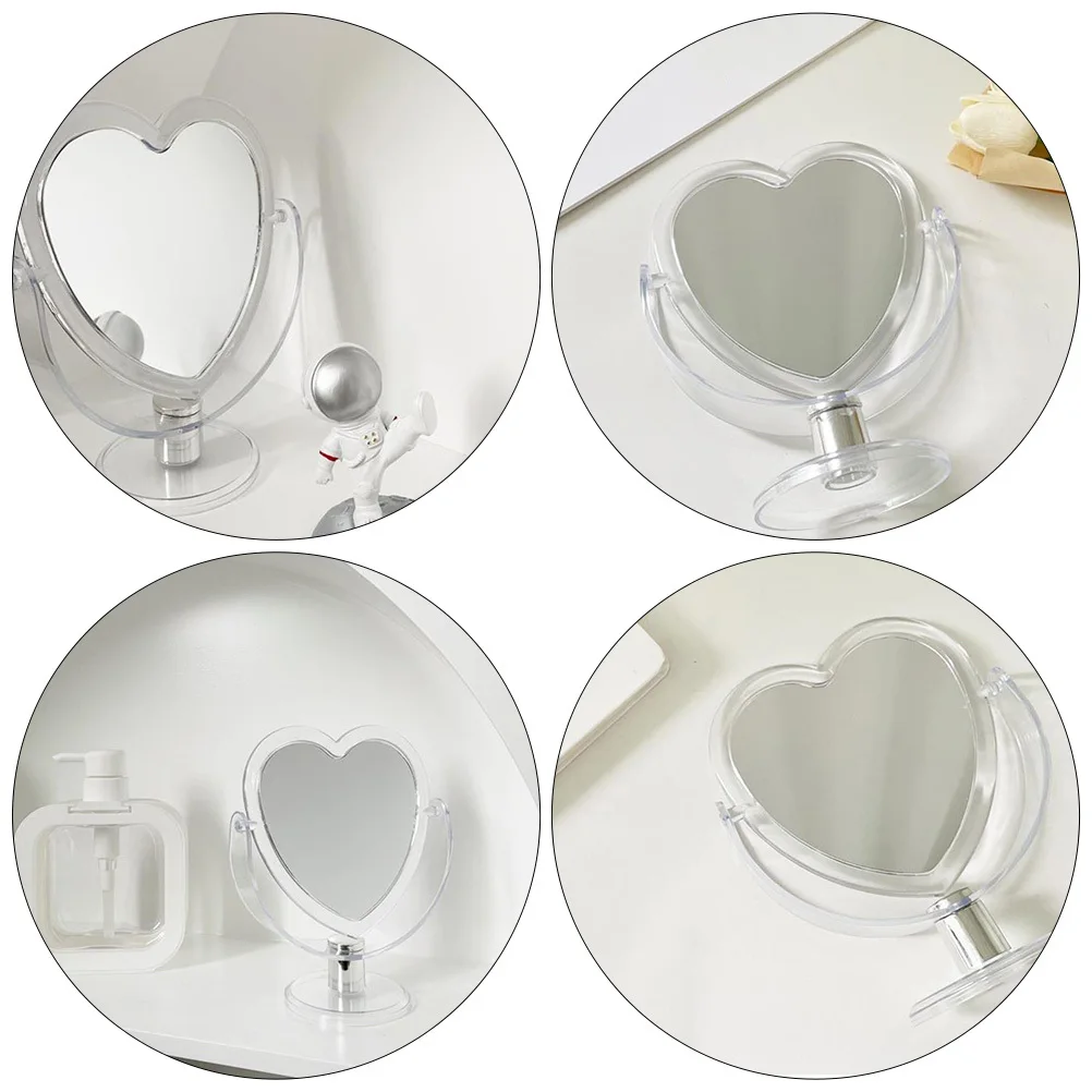 

1Pcs Heart Makeup Mirror Acrylic Desktop Mirror with Stable Base Simple Design Dressing Table Adorn for Home Female Gift