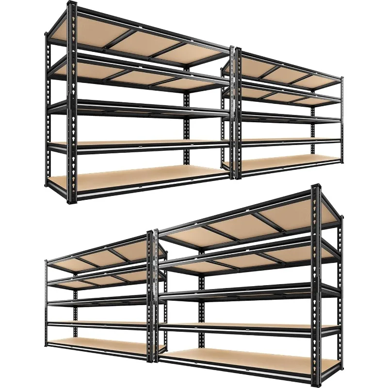 

REIBII 48" W Garage Shelving 3080LBS Storage Shelves 5 Tier Industrial Shelving Adjustable Metal Storage Shelves