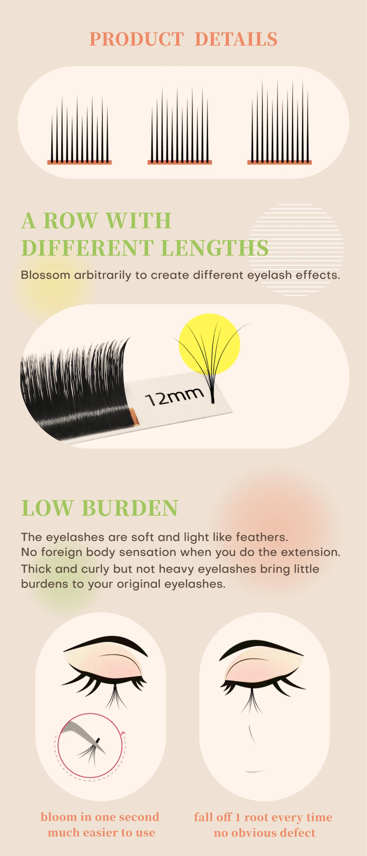 SEEDEW Easy - Selbstfächernde Wimpernverlängerungen für Make-up, Auto Bloom Flowering Wimpernverlängerungen, Camellia Lashes – Detail 3