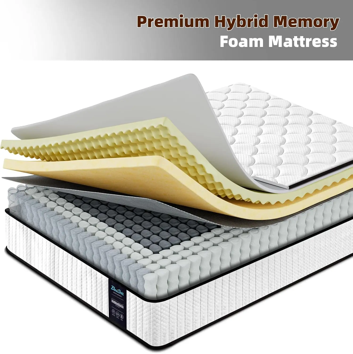Twin Mattress 10 Inch Medium Firm Hybrid Memory Foam Pocket Springs for Motion Isolation and Comfortable Sleep