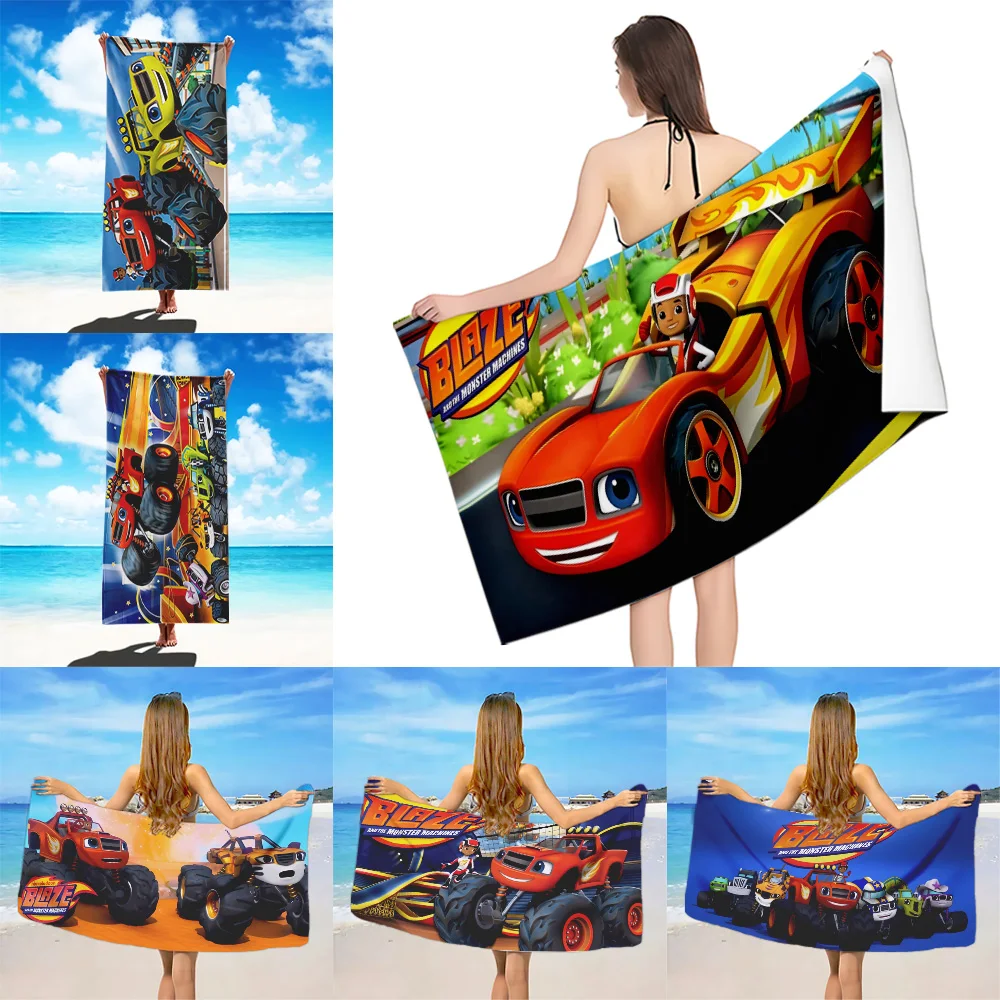 

Cartoon Beach Towel Microfiber Sand Quick Dry Soft Sandproof Pool Towels for Blaze and the Monster Women Travel Shower Camping