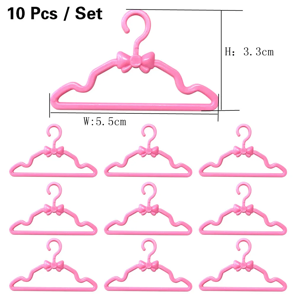 20 Pcs Mini Doll Plastic Pink Hangers Cute Coat Pants Clothes Holder For 1/6 Doll Hangers 1/6 Dolls Accessories Baby Toys