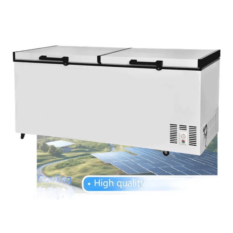 Freezer Horizontal freezer Commercial large-capacity freezing and refrigeration refrigerator 590L black frame white shell + rhom