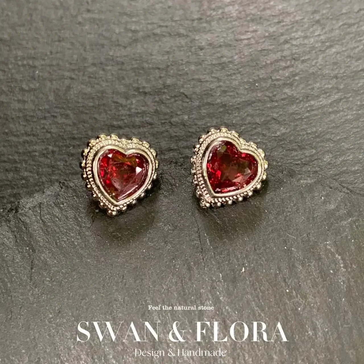 Natural Garnet 925 Sterling Silver Stud Earrings For Women Jewelry Gift Simple Jewelry Green