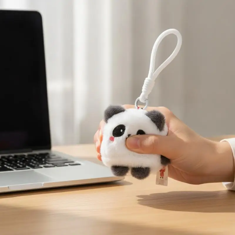 Square Plush Toys Pendant Fruit Animal Keychain Kawaii Backpack Decor Toys Adorably Car Key Holder Creative Birthday Gifts