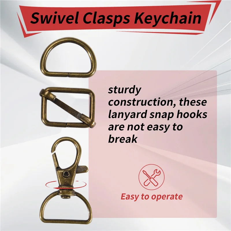 

B18B 56Pcs Keychain Hooks With D Rings Set Purse Hardware For Bag Making Lanyard Snap Hooks Swivel Clasps With Slide Buckle
