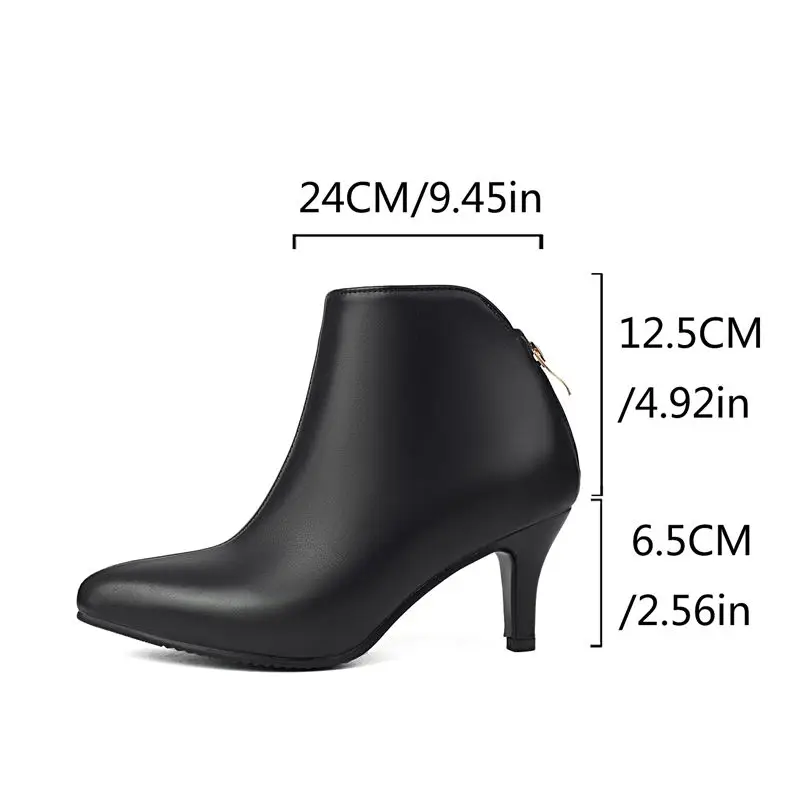 Simloveyo-女性用のクラシックな先のとがったつま先のアンクルブーツ、オフィスレディ、エレガントな毎日のデートブーツ、薄いヒール、6.5cm、サイズ46 47 48