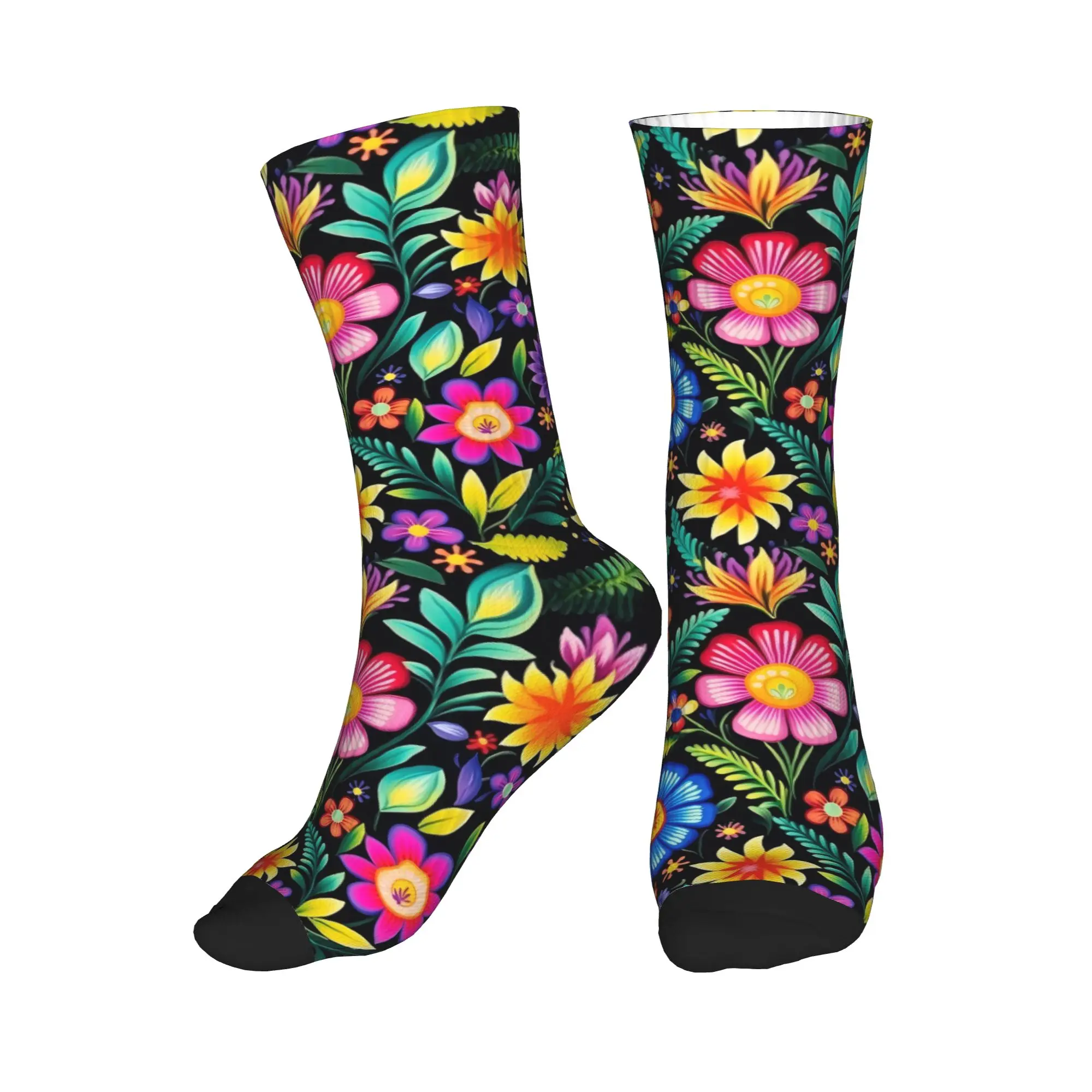 

Colourful Flowers Mexican Floral Dress Socks Men Women Warm Fashion Crew Socks