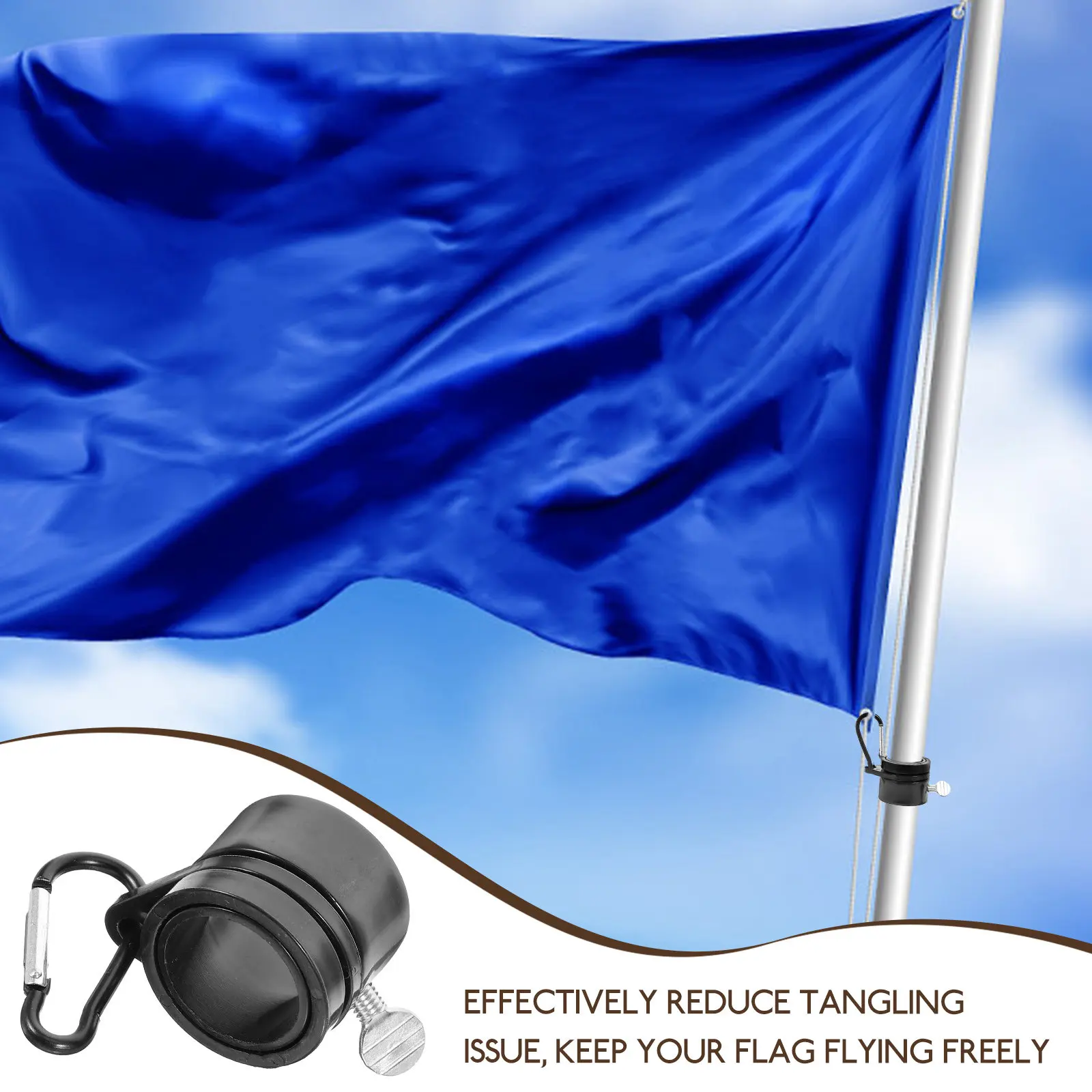 2pcs 1 Inch Heavy Duty Rotating Flagpole Rings with Clip – No Deformation, No Fading, Residential Flag Pole Kit