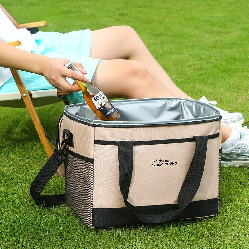 

1PCS Outdoor Insulated Cooler Bag, Large Capacity Waterproof Oxford Fabric Ice Bag for Camping Picnic Travel