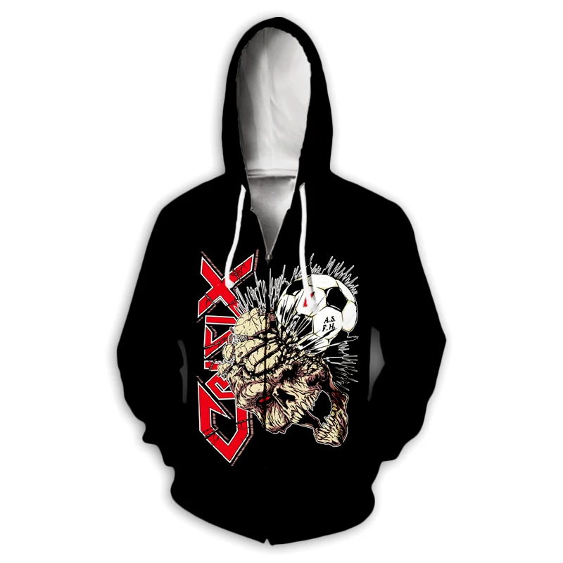 Crisix Rock Zipper Hoodies 3D Printing Men Casual Fashion Streetwear Long sleeve Sweatshirts Zipper Hoodie Male Tracksuit