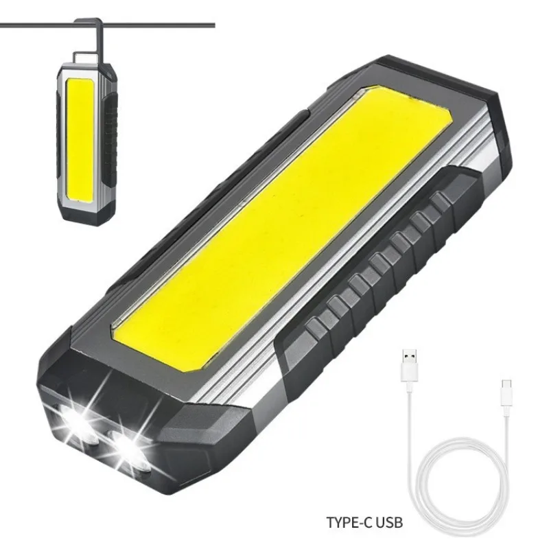 ไฟฉาย COB แบบสองแหล่งกำเนิดแสง: อเนกประสงค์ สว่างมาก ชาร์จซ้ำได้ พร้อมตะขอแม่เหล็กและพาวเวอร์แบงค์สำหรับงานซ่อมรถยนต์