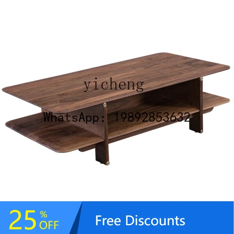 LYY New Chinese Tea Table Black Walnut Solid Wood Home Living Room Modern Tea Table