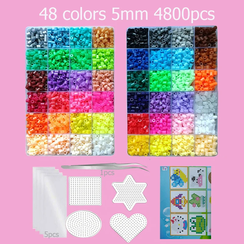 Hama Beads Box Thermomosaik-Bügelperlen, Bügelperlen, Schmelzperlen, DIY-Spielzeug, 24 48 72 Farben 2,6MM 5MM