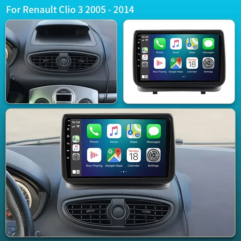 CarPlay Car Radio Multimedia Player For Renault Clio 3 2005 2006 2007 2008 2009 2010-2014 Android Auto GPS 2din autoradio DVD BT