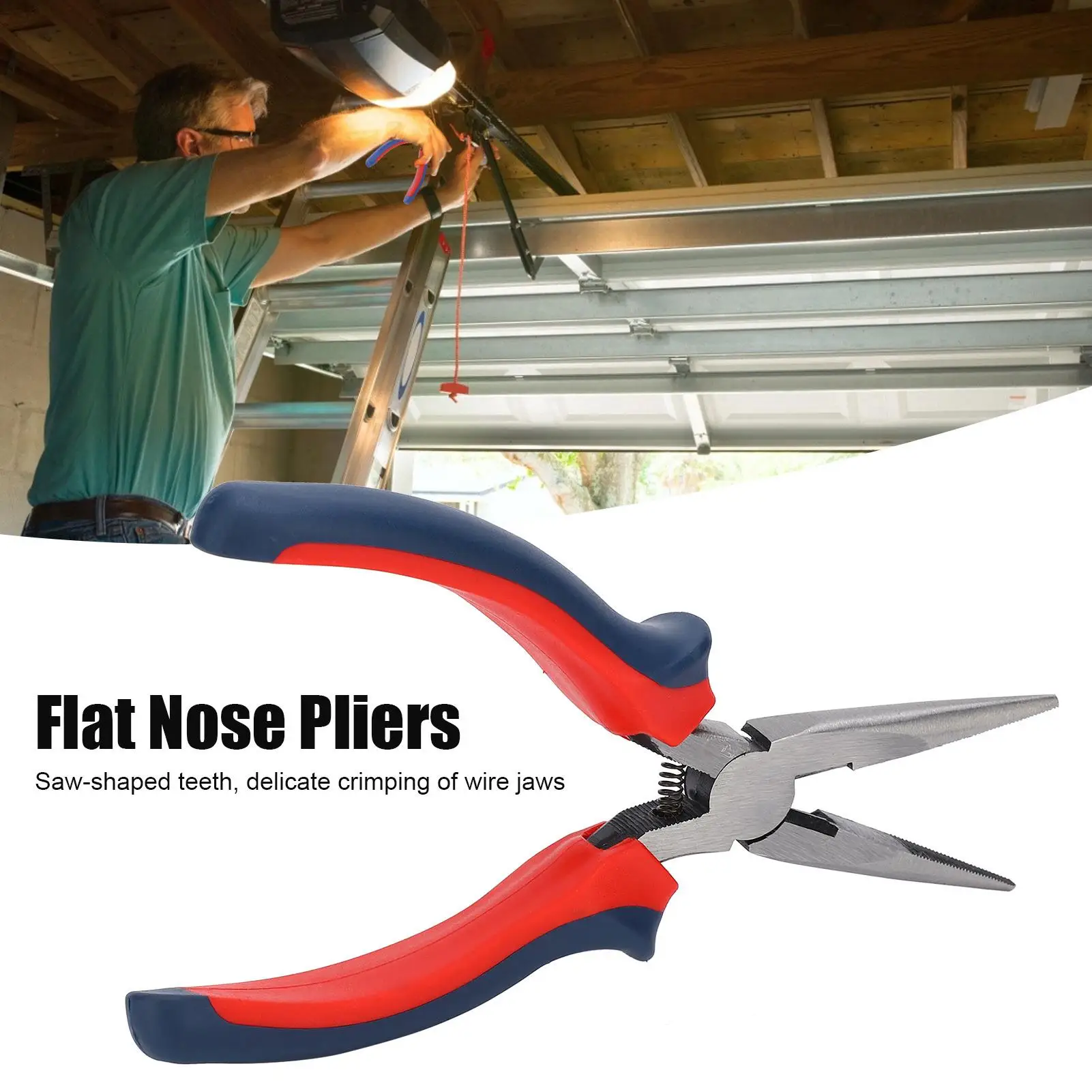 20cm 6 Inch Flat Nose Pliers - Professional Non-Slip Handle Wire Tool for Effortless Use