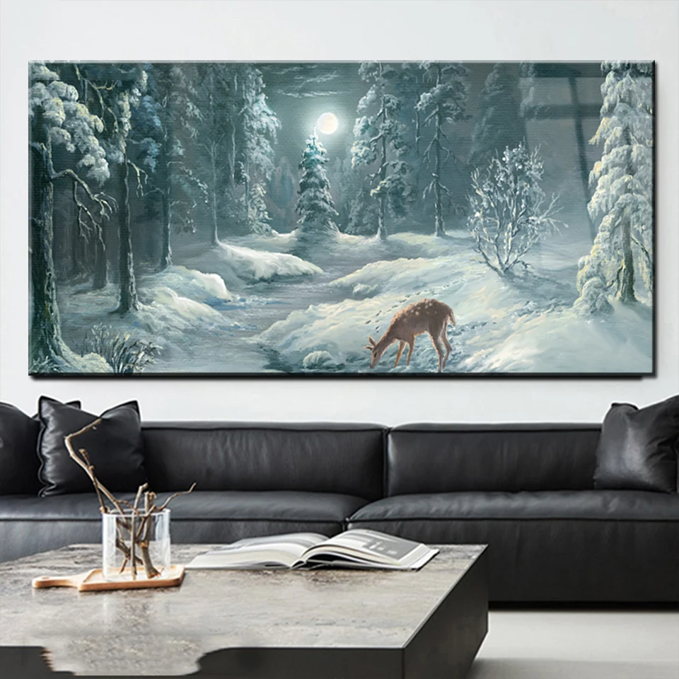 Large DIY Diamond Painting winter forest snow scenery Full Diamond Mosaic Cross Stitch 5D Rhinestone Art Office Decoration X812