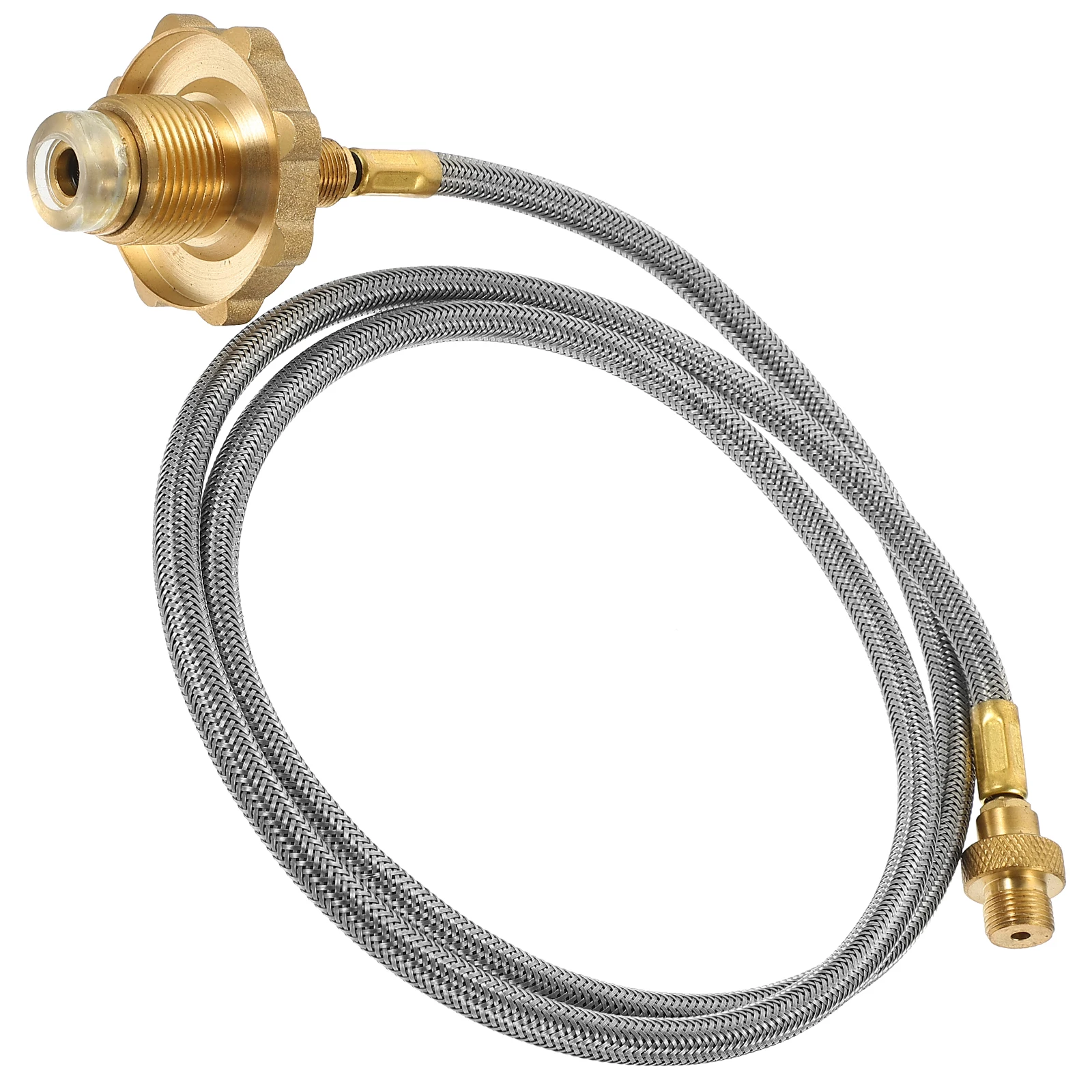 

Propane Hose 1M Metal Braided Gas Pipe Camping Stove BBQ Grill Adapter 1lb to 20lb Tanks Durable Brass
