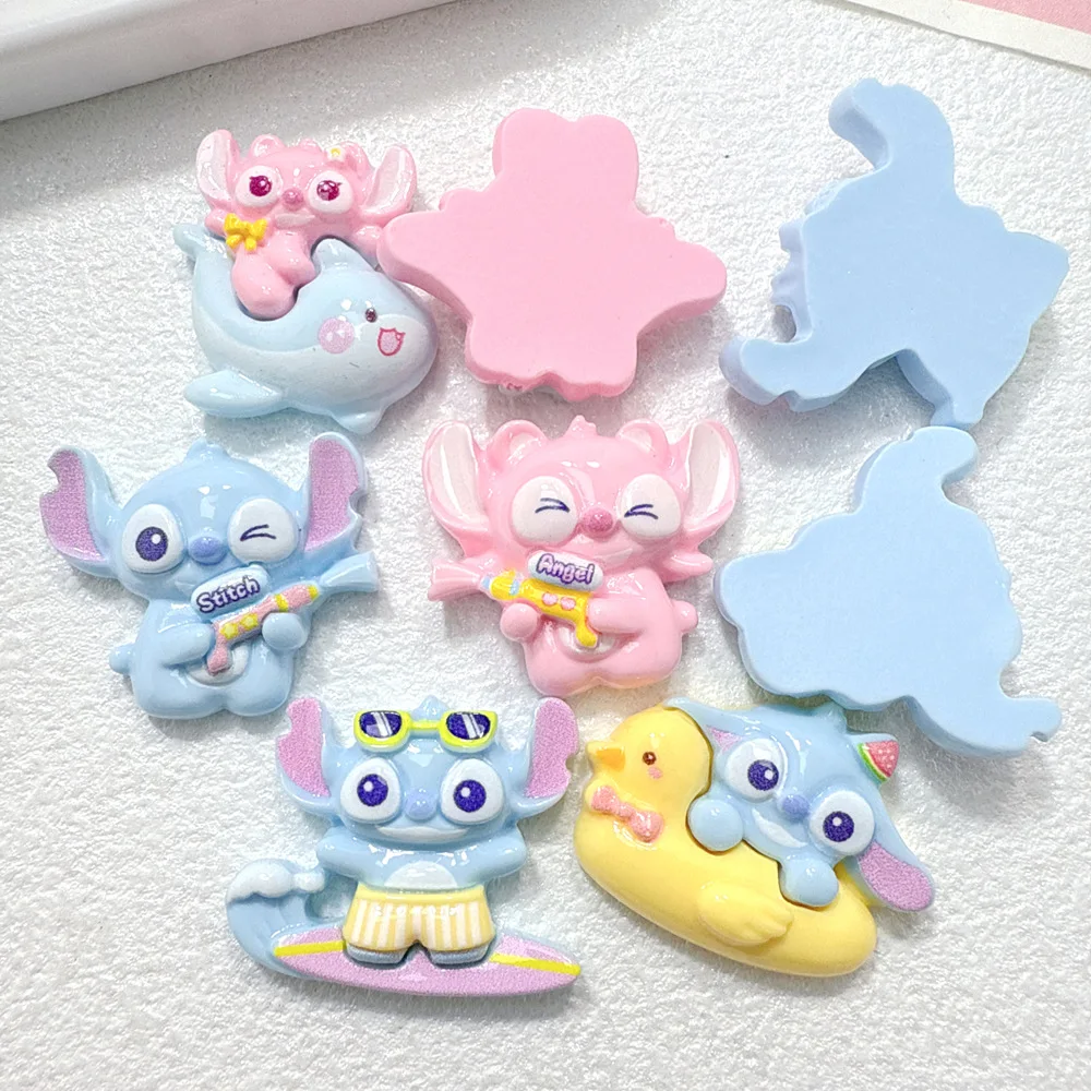 5 шт., маленький мультяшный мальчик, Disney Stitch, смола, плоская задняя часть, сделай сам, подвески для мобильного телефона, шпилька, повязка на голову, кулон, аксессуары из смолы