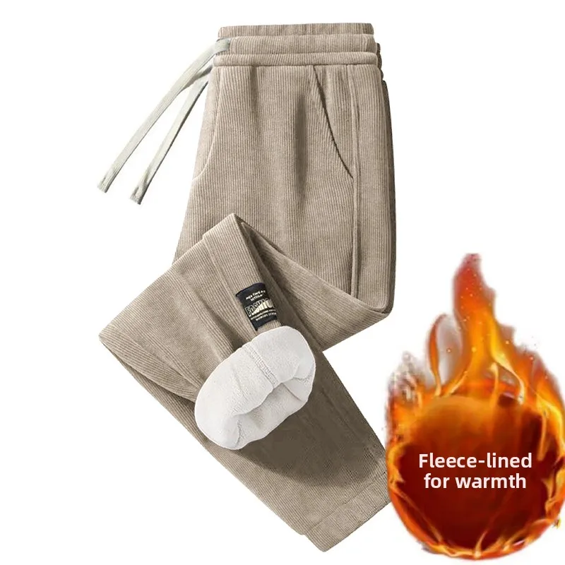 

Утепленные повседневные рабочие брюки для мужчин, свободного кроя, осенне-зимние, спортивные, длинные, молодежные, на каждый день